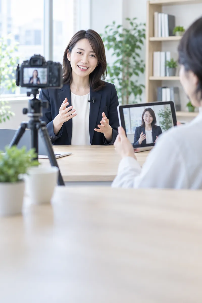 動画で知識を届ける講師と学ぶ人